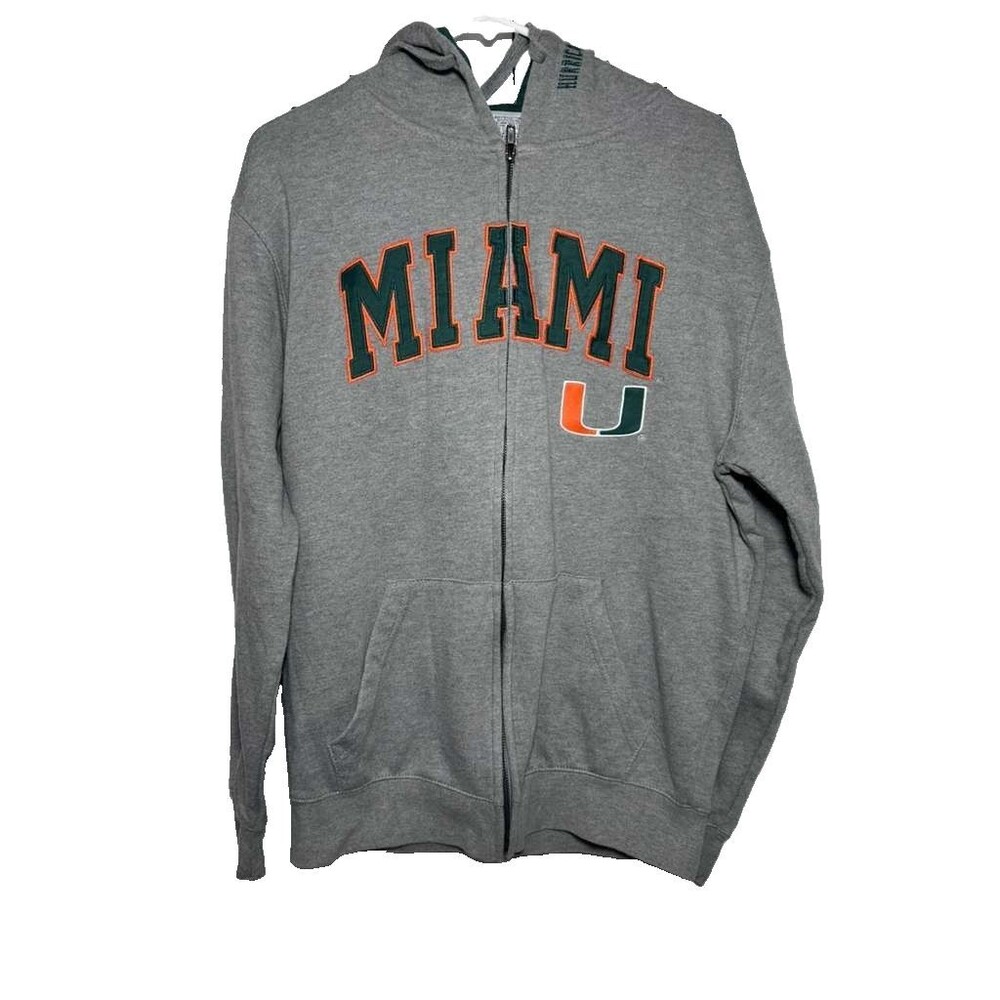 Stadium Athletics UM Miami Hurricanes Full Zip Jacket Men Medium Gray